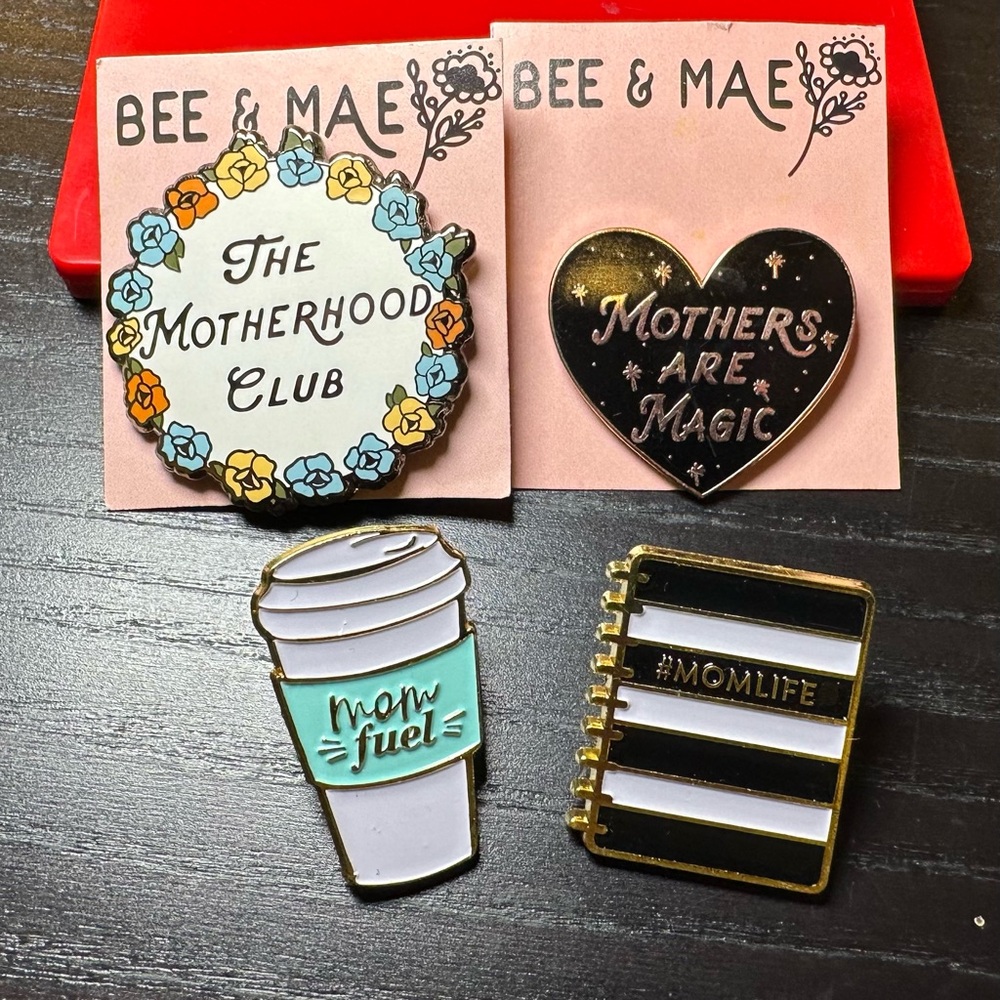 Motherhood Club💐 Mothers Are Magic✨ MomLife Journal📓 Mom Fuel ☕️ Coffee Pins